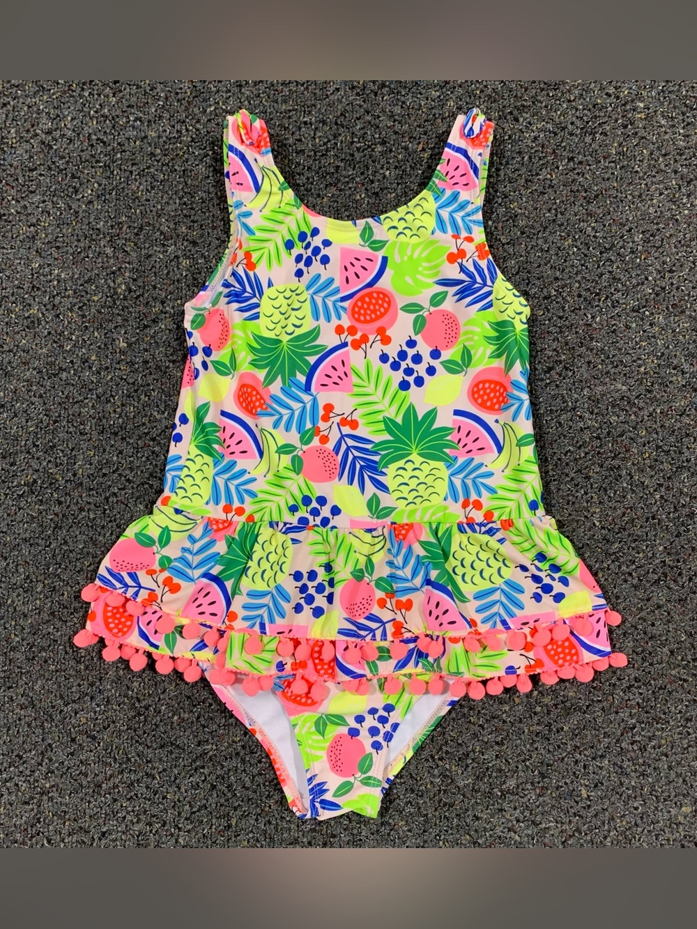 Nicole Miller girls size 12 colorful tropical fruits one-piece swimsuit